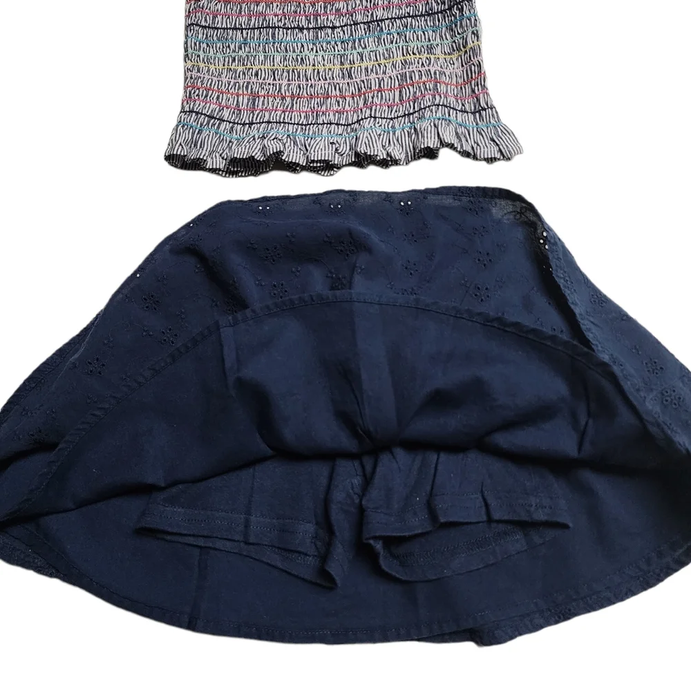 2 Piece Wonder Nation Navy Blue Skort & Smocked Top for Girls Size XS (4…